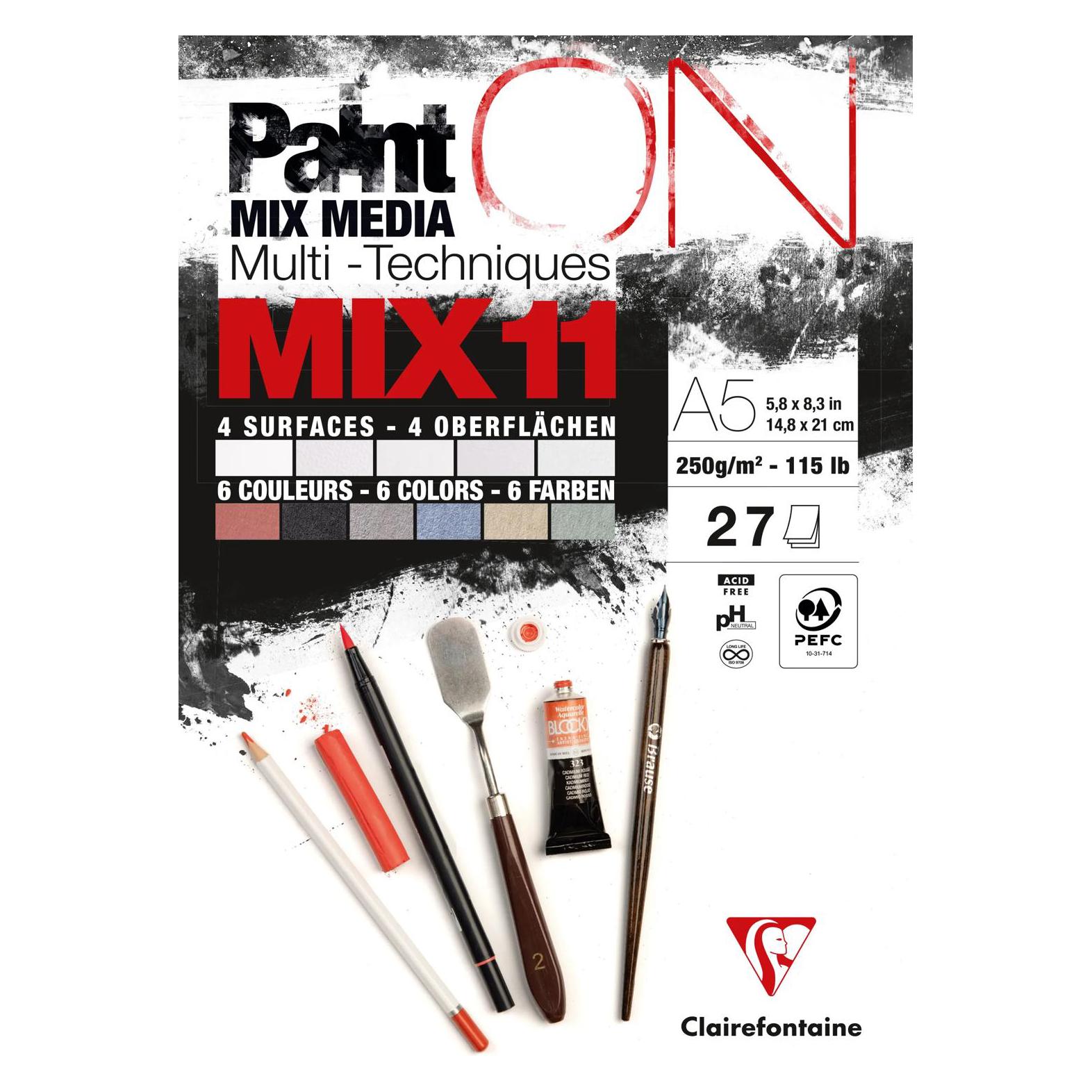 Clairefontaine Zeichenblock Paint ON Mix 27 Blatt A5 250g (250 g/m², 320x) (976010C)