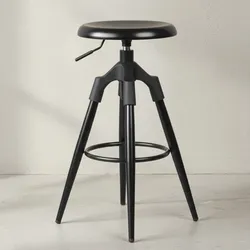 KADIMA DESIGN Industrie Barhocker TIBER: Höhenverstellbar, drehbar, goldfarben, Eisenmaterial, Kunststoffkappen, 72-80 cm.