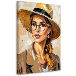 LEINWANDBILD Porträt Frau mit Hut 70x100cm