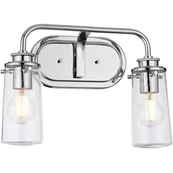 Wandleuchte Wandlampe Bad Glaslampe chrom Feuchtraum IP44 2 flammig B 37,4 cm