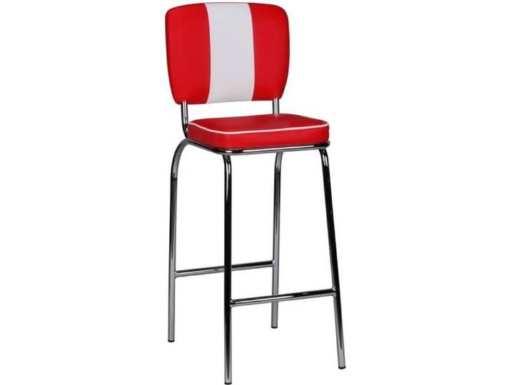 FineBuy Tabouret de Bar Américain Diner Rétro Rouge Hauteur d'assise 76 cm