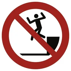 Schild Herunterspringen verboten ISO 7010, Alu, 1,8 mm, Ø 200 mm
