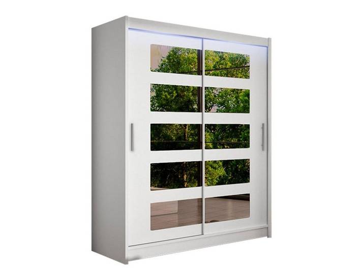 MIRJAN24 Kleiderschrank Westa V (mit getönten Spiegeln, Kleiderstange, Schiebetüren, Einlegeboden) Garderobenschrank, Schwebetürenschrank mit 2-türig