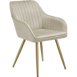 tectake Stuhl Marilyn, Samtoptik, gesteppt  Creme/Gold