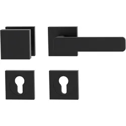 GRIFFWERK Wechselgarnitur MINIMAL MODERN Schraubtechnik GK4 Rosetten eckig Knopf SQUARE Graphitschwarz R