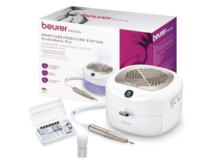 Beurer MP 200 3-in-1 elektrischer Nagelfräser, UV-/LED-Lampe & Absauger
