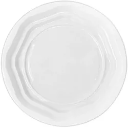 MONOUSO - Günstiger Wiederverwendbarer Flacher Teller aus Weißem PS Ø20,5cm (25 Stück)