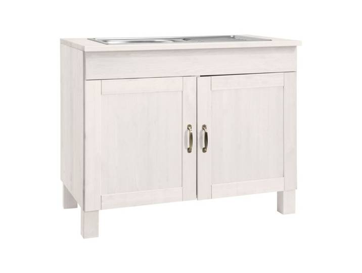 Alby-meuble Évier 100 Cm Avec 2 Portes En Pin Blanc Laqué
