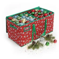 Relaxdays Weihnachtskugel Aufbewahrungsbox Weiß,Grün,Rot