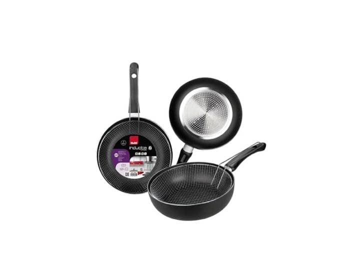 IBILI - Poêle à frire avec panier Inducta\, 26 cm\, Aluminium\, Antiadhésif\, Compatible avec l’induction