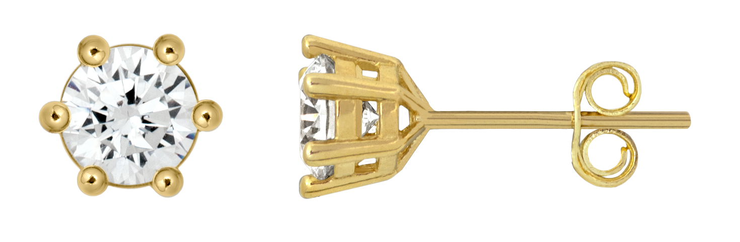 Jacques Lemans Ohrstecker, Gelbgold, 585/14K, Zirkonia 5mm