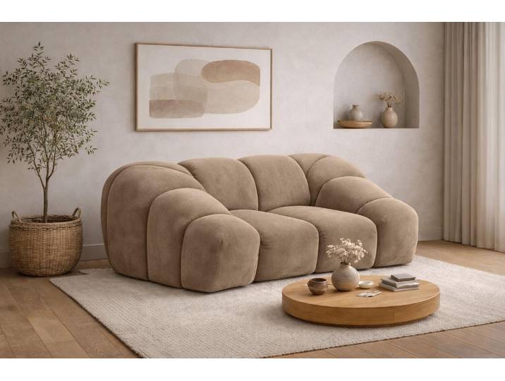 Kaiser Möbel Sessel modular, Veloursstoff Bluvel, Latte, CROISSANT