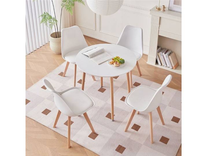 BenyLed Ensemble de table et 4 chaises pour cuisine terrasse jardin balcon salle à manger table et chaises Blanc