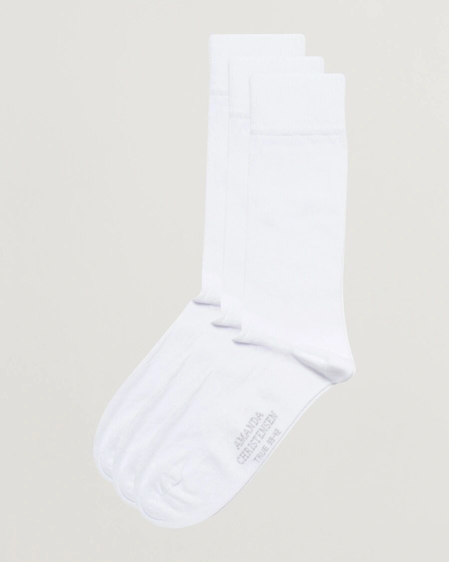 Amanda Christensen 3-Pack True Cotton Socks White