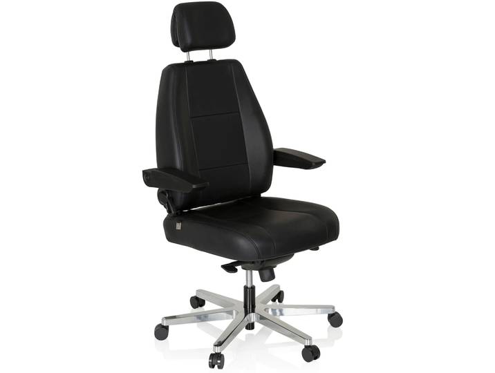 24 HOURS Leder - XXL Drehstuhl Schwarz