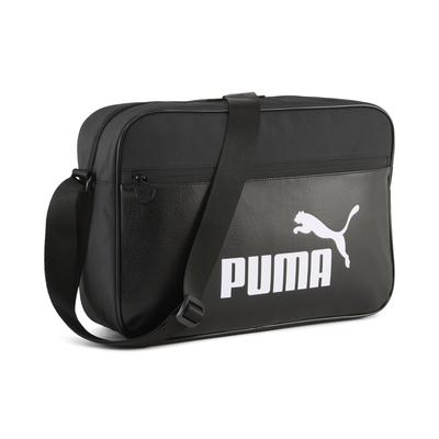 Umhängetasche PUMA "Campus 14,5L Mittelgroße Reporter-Bag Erwachsene", Damen, Gr. B/H/T: 38cm x 27cm x 11,5cm onesize, schwarz, Polyester, Taschen Umhängetasche