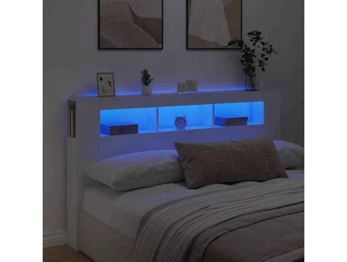 Tête de lit à LED blanc 180x18 5x103 5 cm bois d'ingénierie-7319462825209-LuLo boutique