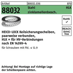 Heico, Muttern + Unterlegscheiben, Keilsicherungsscheibe R 88032 HLK-12 Stahl zinklamellenbesch. geklebt