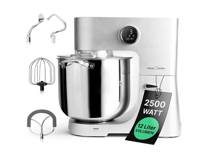 ProfiCook Küchenmaschine PC-KM 1254, XXL 12L Schüssel, Knetmaschine mit 2500W Motor