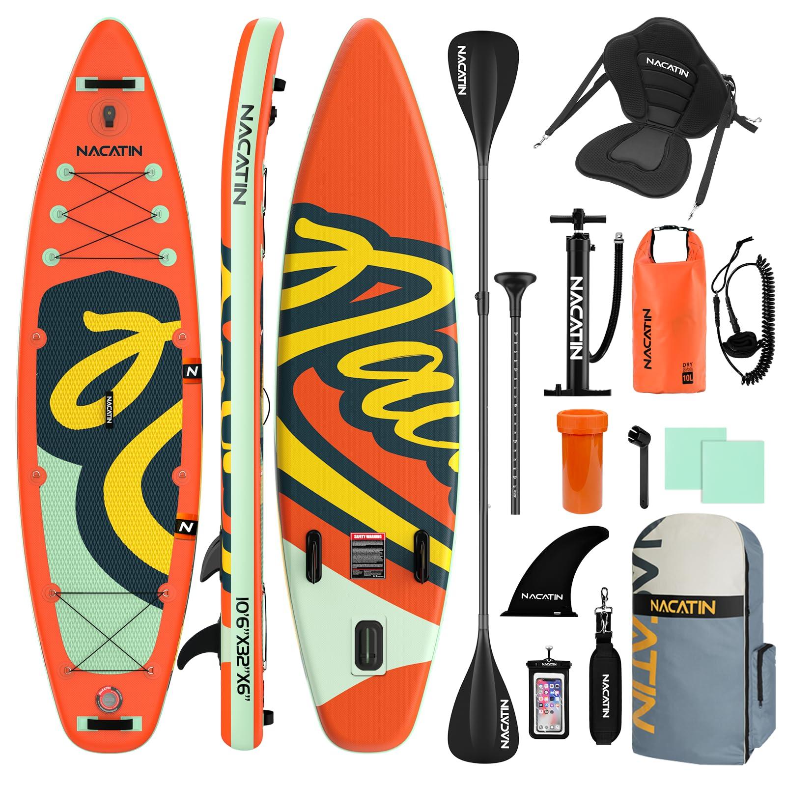 Aufblasbares Stand-Up-Paddle-Board - Mit abnehmbarem Kajaksitz - 10'6 Zoll - Verstellbares Paddel