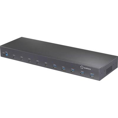 Renkforce RF-6627278 USB-Hub 10 Port USB-A USB 3.2 Gen2 10 GBit/s für industrielle Anwendungen, Rackmontage möglich