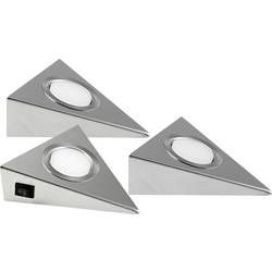 Heitronic GENUA LED-Unterbauleuchte 3er Set LED LED fest eingebaut 6 W Warmweiß Edelstahl 23009