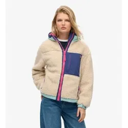 Superdry für Damen. W5011900A Vintage Hooded Sherpa Kapuzenpullover beige (XS), Lässig, Recyceltes Polyester