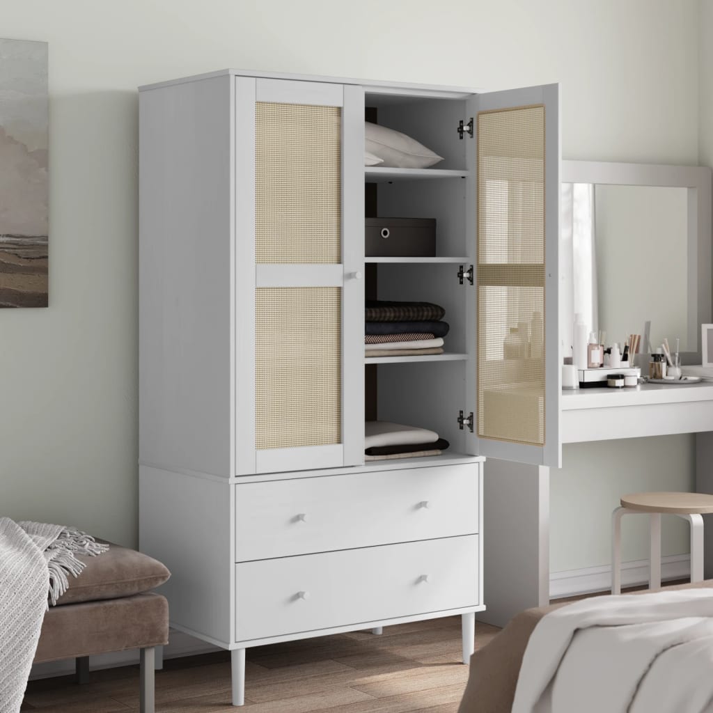 vidaXL Garde-robe SENJA aspect rotin blanc 90x55x175cm bois massif pin