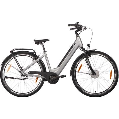 E-Bike SAXONETTE "SAXONETTE Comfort Plus 5.0 E-Bike Damen 28 Zoll" Gr. 45, schwarz (silber, schwarz), Elektrofahrräder, 45cm, 28 Zoll (71,12cm), (mit integr. Akku), Elektrofahrrad für Alltag und Einkauf