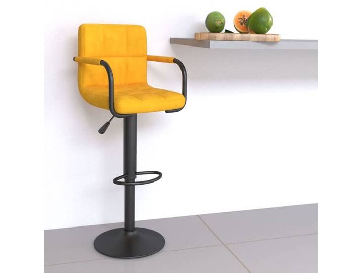 SOLDES d'Automne Tabouret de bar - Tabouret Haut pour Bar-Cuisine - Jaune moutarde Velours - 48x47x111cm 692