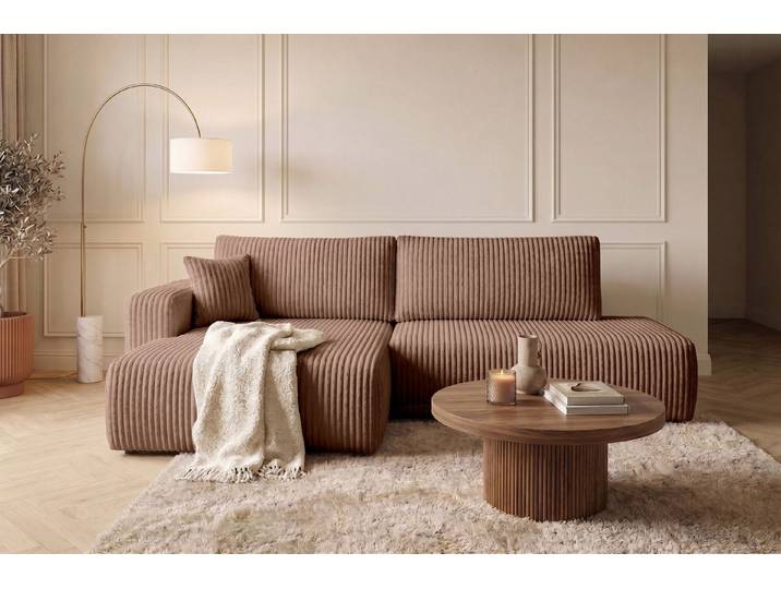 Kaiser Möbel Ecksofa mit Schlaffunktion und Bettkasten, Cordstoff Tilia, OPEN XL, XL-Format,Große Liegefläche,Cordstoff mit hoher Abriebfestigkeit