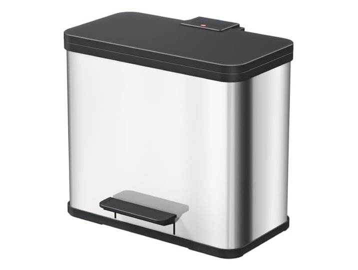 Hailo Öko duo Plus L Tret-Mülltrenner - freistehender 17+9 Liter Doppelmülleimer aus Edelstahl - Mülltrennsystem mit soft close Deckel - 2-fach Abfalltrenner für die Küche