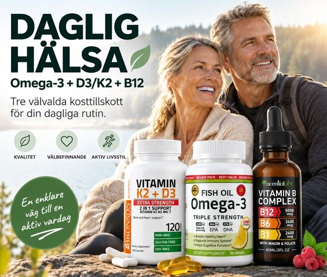 Pleasuredome Daglig Hälsa Omega3 + D3/K2 + B12 Paket