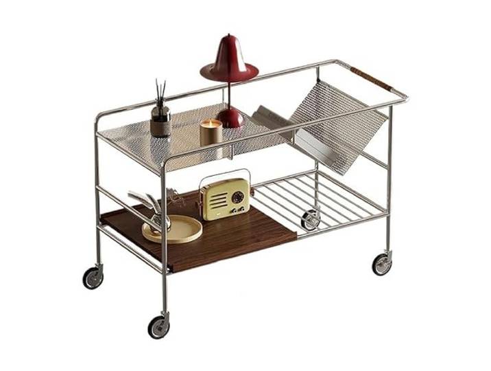YCCHAH Sofatisch Personalisierter beweglicher Sofa-Beistelltisch mit Rädern, Wohnzimmer-Metallkaffeewagen Wohnzimmer-Beistelltisch