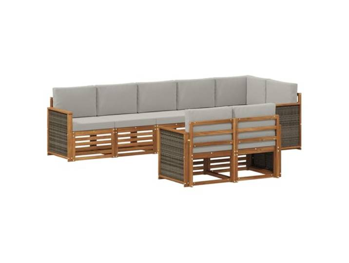 HFMDRMU Outdoor Möbelset Akazienholz modulares Sofa mit lackierter Oberfläche für Garten Terrasse, modernes Design mit Armlehnen und Rückenlehnen, pflegeleichtes Set