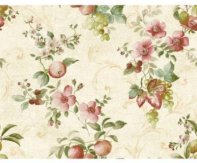 Seabrook Designs Orangerie Fruit Trail Unpasted Wallpaper