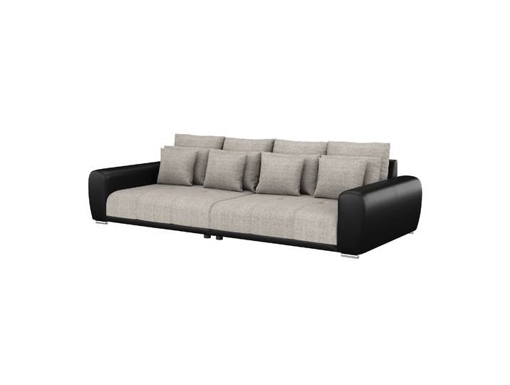 Sofa Leder SAM grau/schwarz