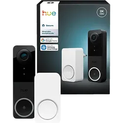 PHILIPS Hue Secure Set: Kabelgebundene Türklingelkamera & smarter Gong, Schwarz