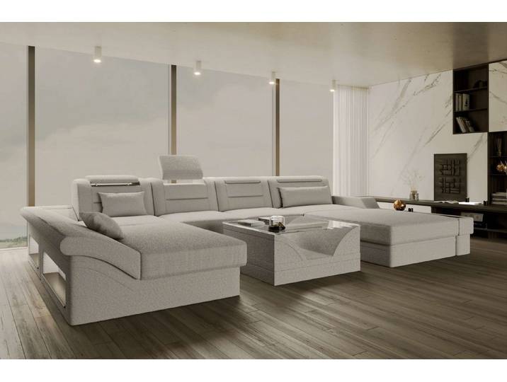Sofa Dreams Wohnlandschaft Wohnlandschaft Monza U Form Stoffsofa, Wohnlandschaft, U-Form, Polster Couch in U-Form mit LED, 2 Zierkissen inklusive