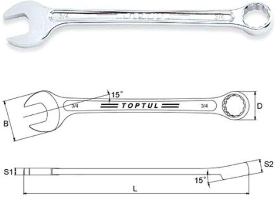 Schraubenschlüssel, Maulschlüssel TOPTUL 7/16 zoll HiPerformance