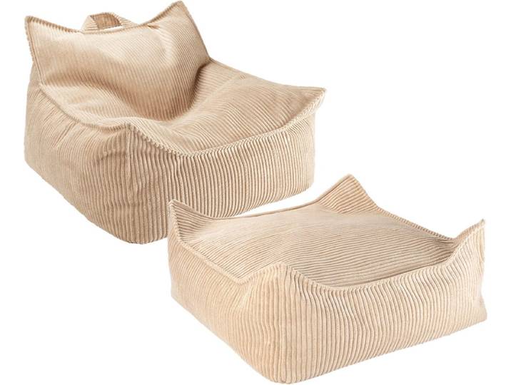 Wigiwama Beanbag Chair/Zitzak met Ottoman - Brown Sugar