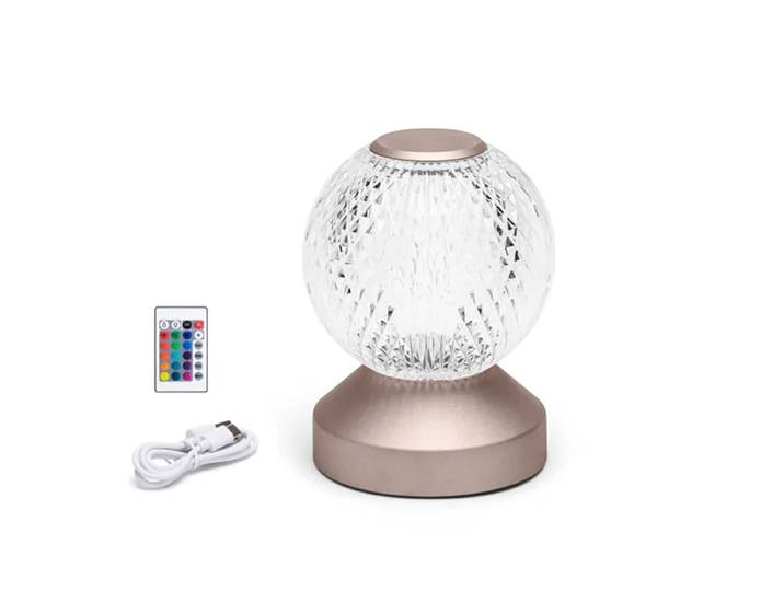 Aigostar led-tafellamp van polystyreen en staal RGB met afstandsbediening vloerlamp 61 lm 1 W bolvorm/goudkleurig