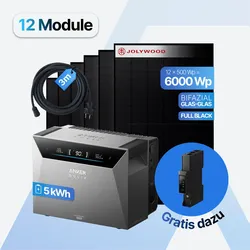 Balkonkraftwerk 6000W mit Speicher 5 kWh Anker SOLIX Solarbank 4 Pro, 12× Jolywood 500W