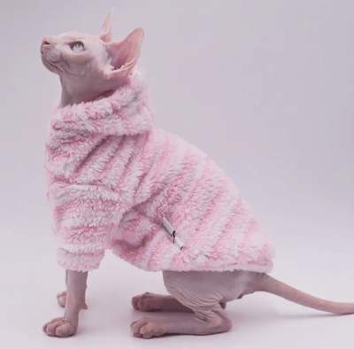 Inspire Picks DUOMASUMI Warm Double Sided Fleece Winter Jacket For Sphynx & Hairless Cats pink xxl