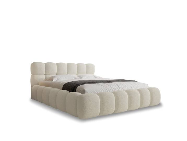 Lit coffre 180x200cm en bouclette beige