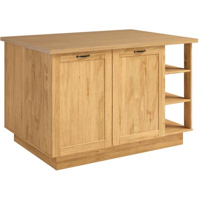 Kücheninsel HOME AFFAIRE "Teramo", küche: natur, front: natur, korpus: natur, arbeitsplatte: natur, B:134cm H:86,5cm T:94cm, Komplettküchen-Sets, Breite 130 cm,4 Türen, 3 offene Fächer