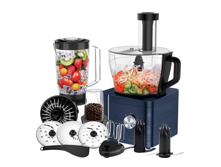 SNDOAS Küchenmaschine, 1100 W, 3,2 l Schüssel, mit Hacken, Schneiden, Kneten, Entsaften, 3 Geschwindigkeiten
