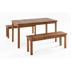 Prestige Home Living Outdoor 3tlg. Gartensitzgruppe Brian aus 100% Akazienholz - Hellbraun