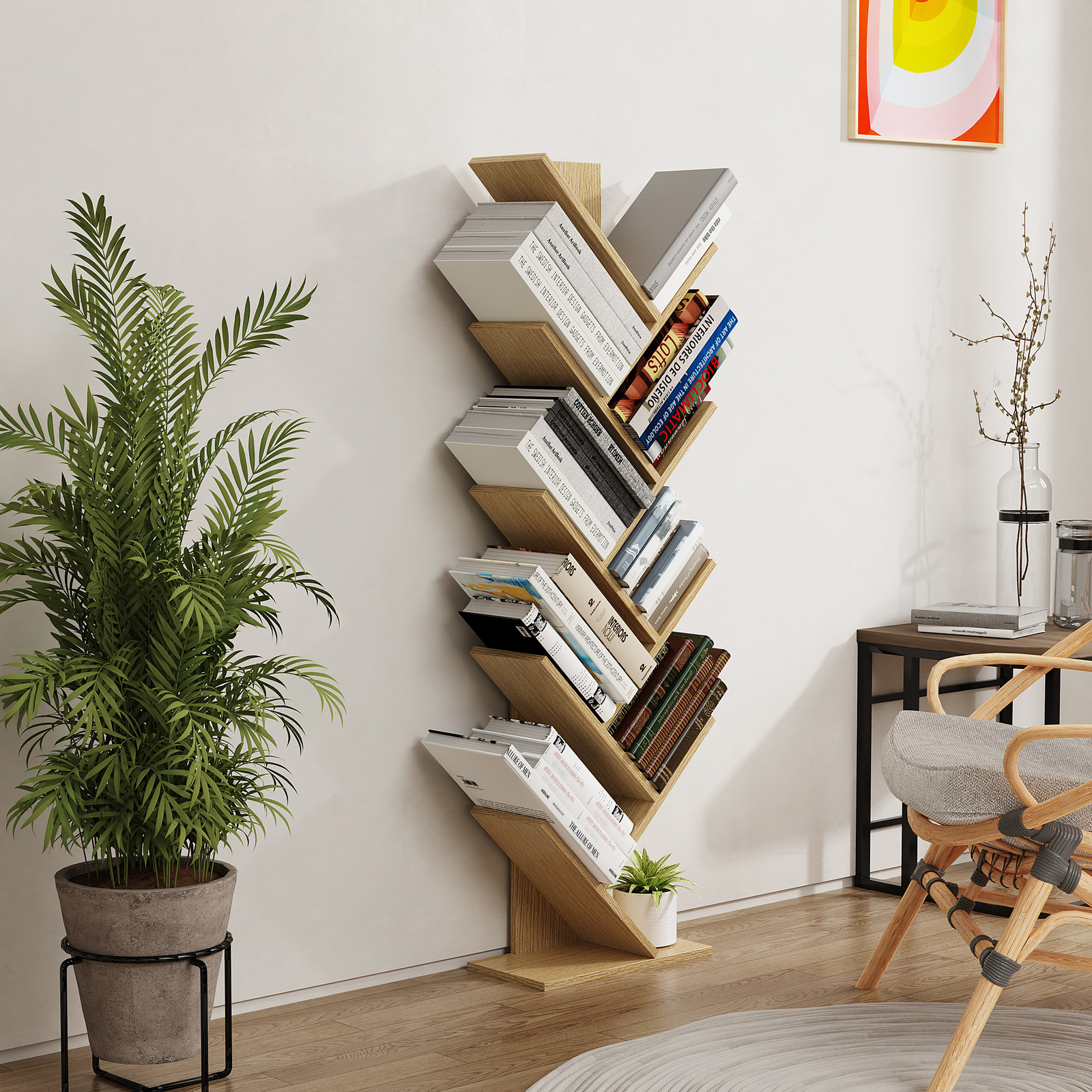 home24 Open kast Nulis modern bruin houtlook met achterwand 140 cm