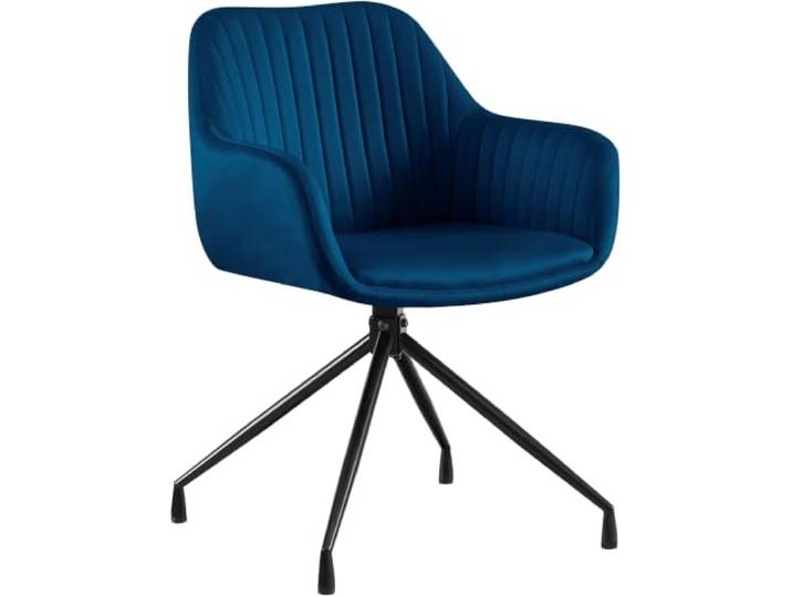 CLP Welby Eetkamerstoel - met armleuning - klassiek - draaibaar -, Kleur:donkerblauw, materiaal:fluweel